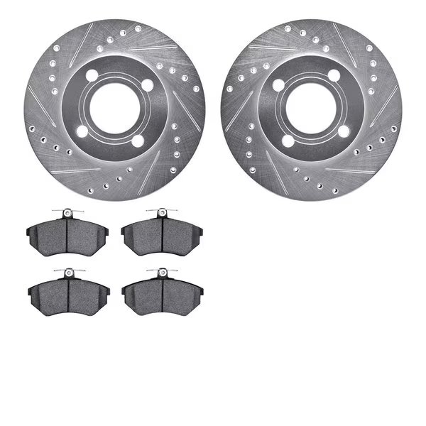 7602-73006, Rotors-Drilled and Slotted-Silver with 5000 Euro Ceramic Brake Pads, Zinc Coated, Dynamic Friction Co, Mfr#: 7602-73006